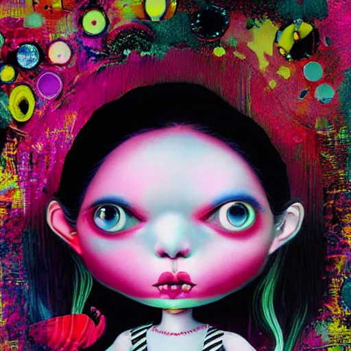 Image similar to Glitchpunk girl, by Mark Ryden and Goro Fujita