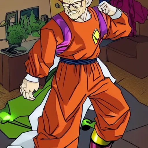 Prompt: the fusion of walter bloomberg and walter white, super saiyan