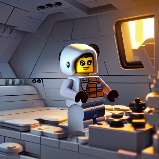 Image similar to lego astronaut in the spaceship by goro fujita, realism, sharp details, cinematic, highly detailed, digital,