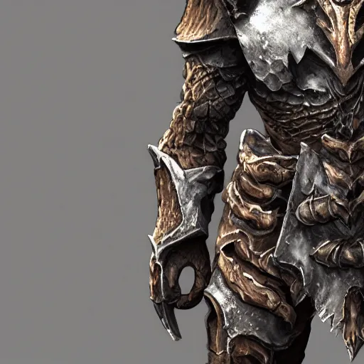 Image similar to ancient bone armor concept, grim display, 4k detailed