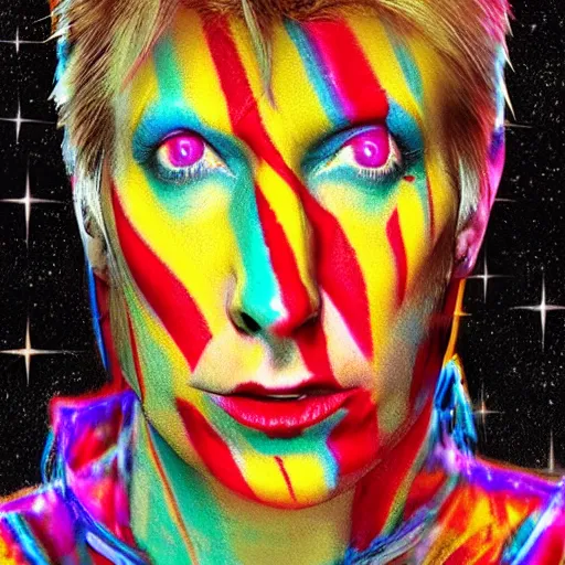 Image similar to ziggy stardust from Mars anamorphic illusion 4k