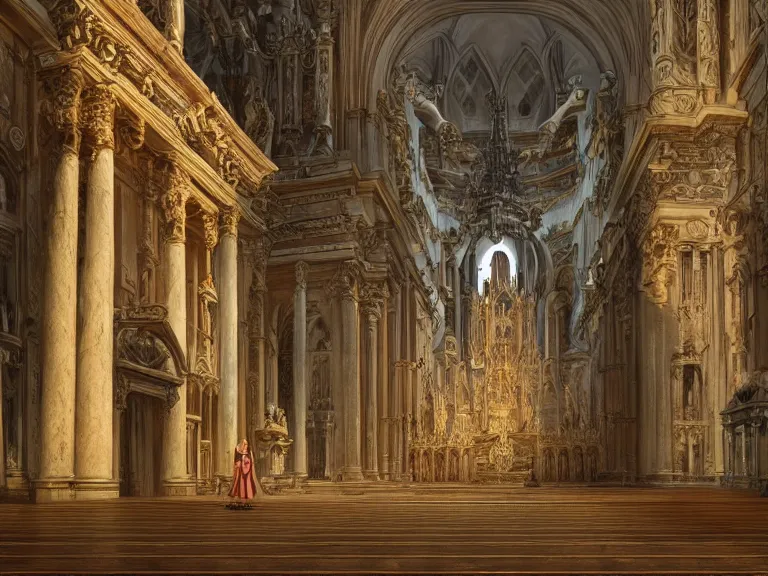 Image similar to full body portrait of a baroque cathedral 🍑, fantasy artwork, award winning, very very very very very very very beautiful scenery, artstation