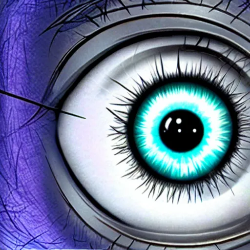 Prompt: with one normal eye and one cybernetic eye,