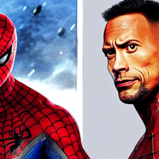 Image similar to dwayne johnson as spiderman