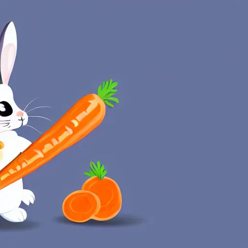 Image similar to cute Bunny monster is eating a gigantic carrot, 4k wallpaper, digital art