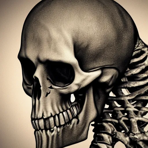 Prompt: ultrarealistic, photorealistic, 4k skeleton smoking, black background, noir style, profile