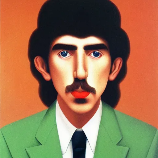 Prompt: painting of a young george harrison by rene magritte, hd, 4 k, detailed, award winning