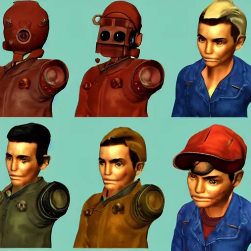 Image similar to fallout 4 character but rendered in n 6 4 graphics.