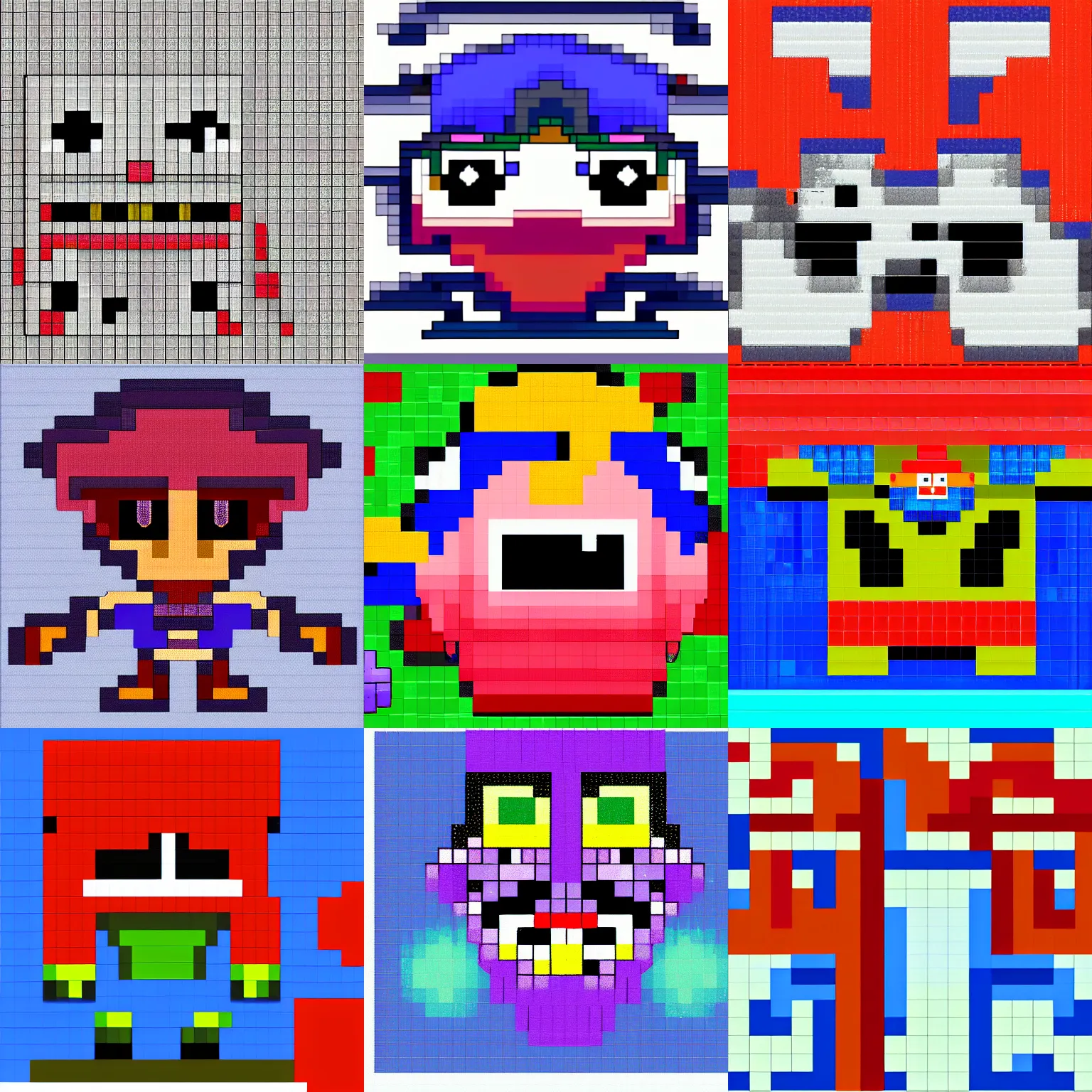 Prompt: detailed pixel art of evil Kirby