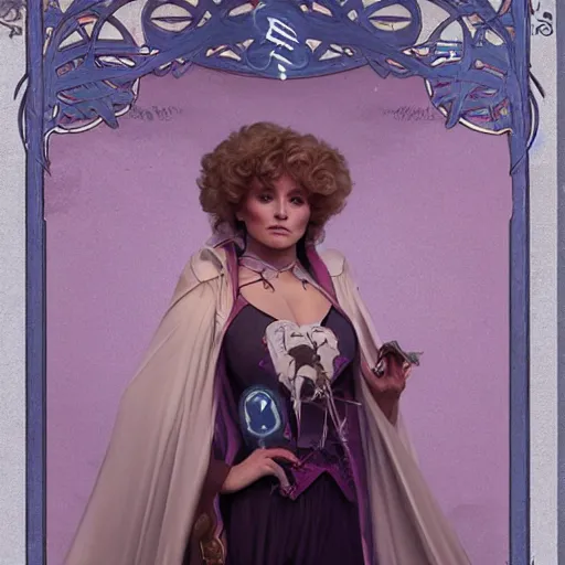 Image similar to an ultra detailed tarot card of teenage dolly parton as a necromancer, d & d, epic fantasy, concept art by alphonse mucha and greg rutkowski, octane render, 8 k, detailed face