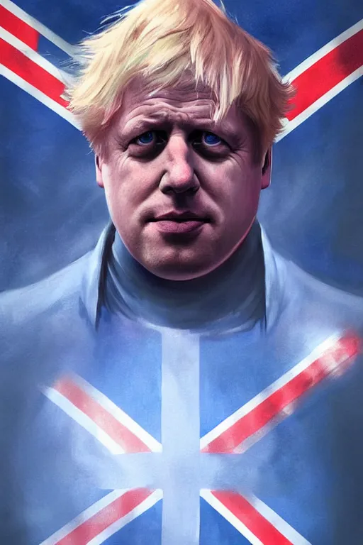 Prompt: Boris Johnson as a superhero Captain Union Jack, portrait, highly detailed, digital painting, artstation, concept art, smooth, sharp focus, soft volumetric lights, illustration, cinematic lighting, art by artgerm and greg rutkowski and alphonse mucha