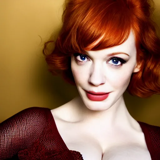 Image similar to portrait of a beautiful Christina Hendricks by Mario Testino, ca. 1960, close up, detailed, award winning, Sony a7R