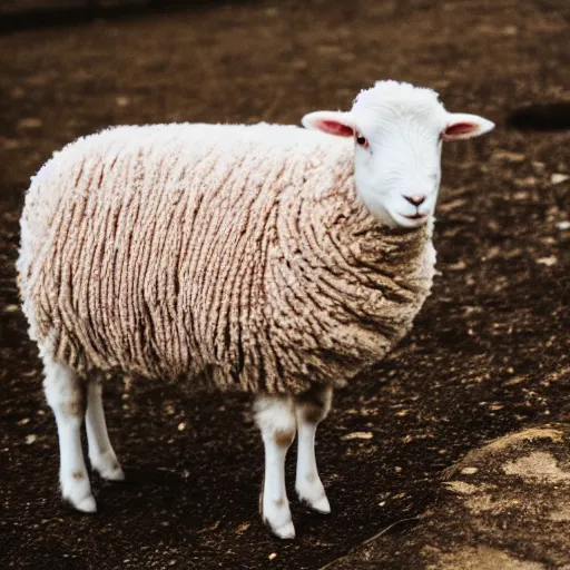 Prompt: lamb wearing a sweater!!!, canon eos r 3, f / 1. 4, iso 2 0 0, 1 / 1 6 0 s, 8 k, raw, unedited, symmetrical balance, in - frame