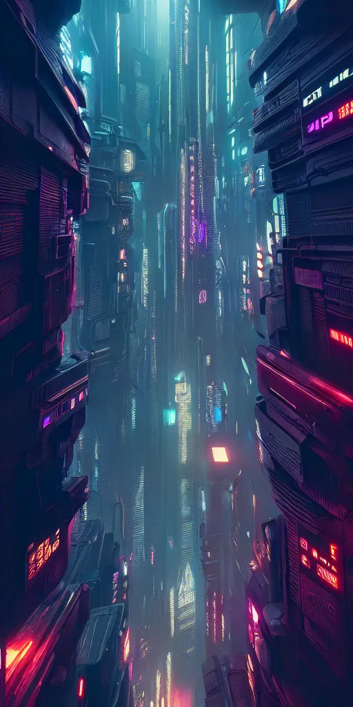 Image similar to epic cyberpunk cityscape : : blade runner, james guilleard, beeple, laurie greasley, dan mcpharlin : : ornate, dynamic, particulate, rich colors, intricate, elegant, highly detailed, centered, artstation, smooth, sharp focus, octane render, 3 d