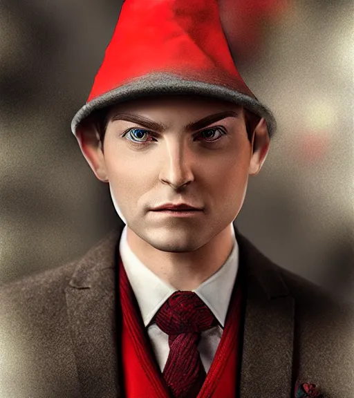 Prompt: an elf in a suit, gatsby hat, detailed portrait, detailed face, perfect lighting hd, 4 k, realistic, photorealistic