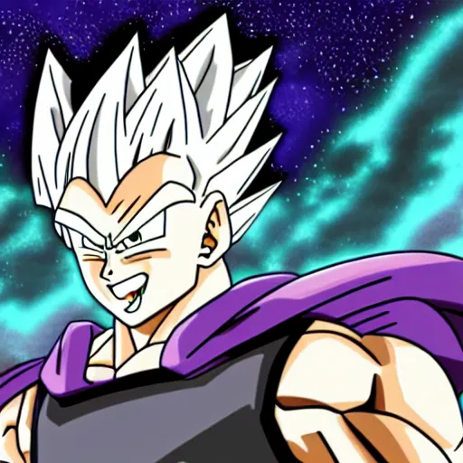 Image similar to joren the grey from dragon ball super, high quality, amazing, stars in the background, dbz style