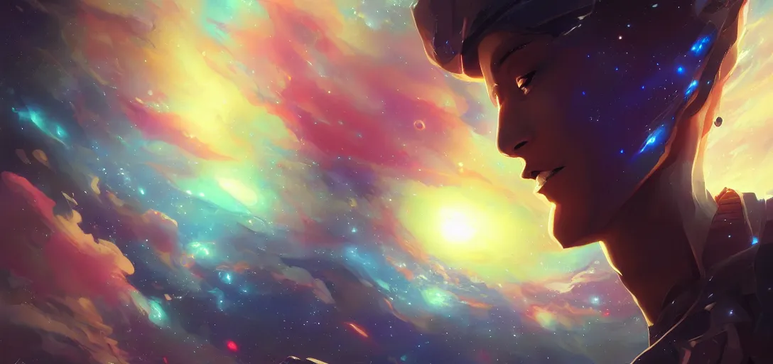 Image similar to a dramatic upward angle of a beautiful galaxy, view from a starship, digital art, incredibly beautiful render, art by artgerm and brian sum cinematic lighting, very coherent, hyper realism, high detail, 8 k jesper ejsing, by rhads, makoto shinkai and lois van baarle