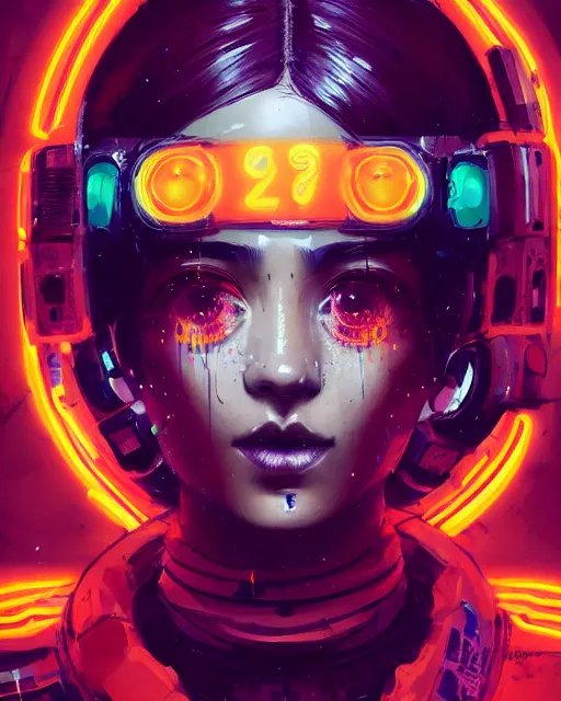 Prompt: detailed portrait Neon Operator Girl, cyberpunk futuristic neon, orange reflective puffy coat, decorated with traditional Japanese ornaments by Ismail inceoglu dragan bibin hans thoma greg rutkowski Alexandros Pyromallis Nekro Rene Maritte Illustrated, Perfect face, fine details, realistic shaded, fine-face, pretty face