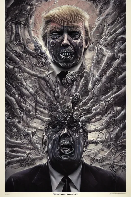 Image similar to donald trump's disgusting true form, horror, high details, intricate details, by vincent di fate, artgerm julie bell beeple, 90s, inking, vintage 60s print