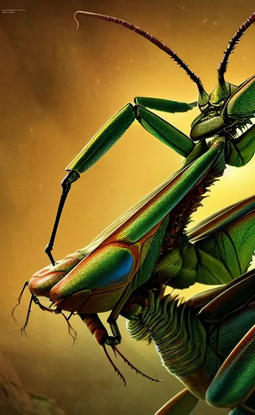 Image similar to exquisite imaginative creature poster art, like a bug, like a mantis, movie art, by lucusfilm, weta studio, 8 k, denoised