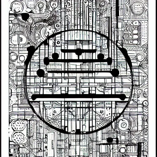Image similar to intricate minimal mechanical design blueprints illustration art by tim doyle