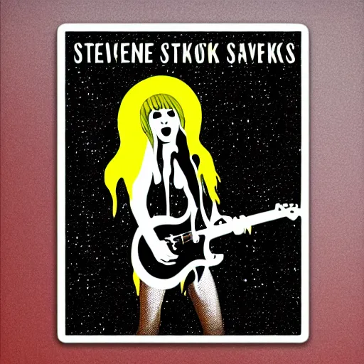 Prompt: stevie nicks playing guitar and singing, sticker - art, svg vector, adobe - illustrator