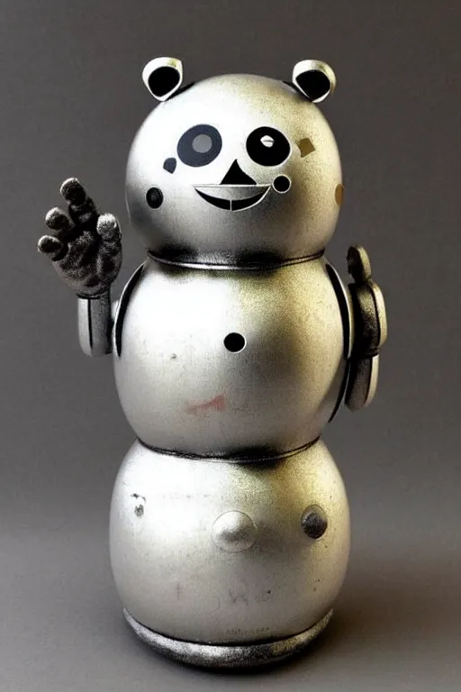 Prompt: ( ( ( ( ( 1 9 5 0 s retro future robot android aluminum panda snowman. muted colors. ) ) ) ) ) by jean - baptiste monge!!!!!!!!!!!!!!!!!!!!!!!!!!!!!!