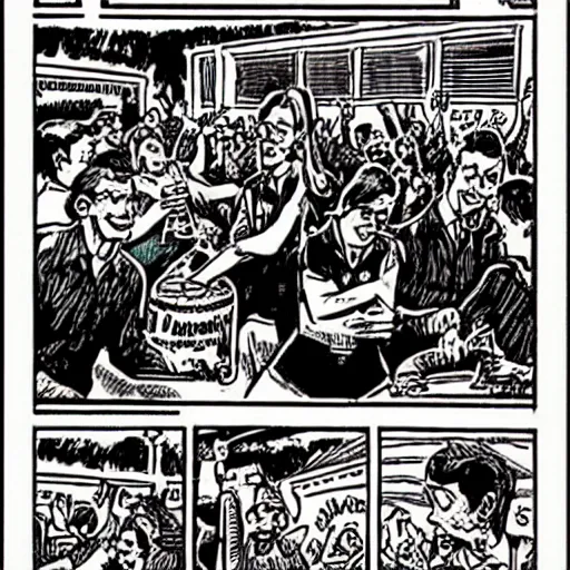 Image similar to robert crumb comic about pembroke pines flanagan high school students partying