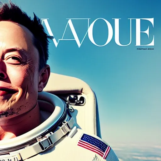 Image similar to a portrait of elon musk as an astronaut in mars, vogue magazine cover, highly detailed