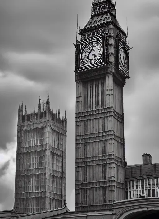 Image similar to big ben in brutalist architecture