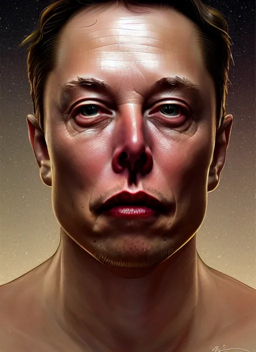 Image similar to elon musk as slimy mollusk, drool, portrait, intricate, elegant, highly detailed, digital painting, artstation, concept art, wallpaper, smooth, sharp focus, illustration, art by h. r. giger and artgerm and greg rutkowski and alphonse mucha