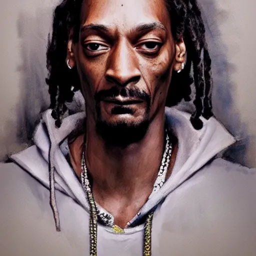 Prompt: a portrait of snoop dogg drawn by jeremy mann