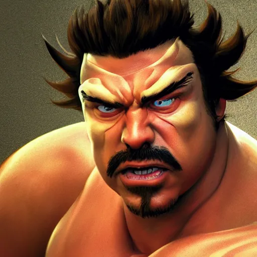 Image similar to danny mcbride as e. honda street fighter, yelling, ultra realistic, concept art, intricate details, highly detailed, photorealistic, octane render, 8 k, unreal engine, art by frank frazetta, simon bisley, brom