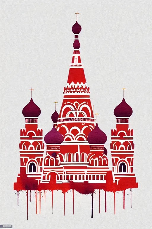 Image similar to minimalist watercolor art of moscow, illustration, vector art