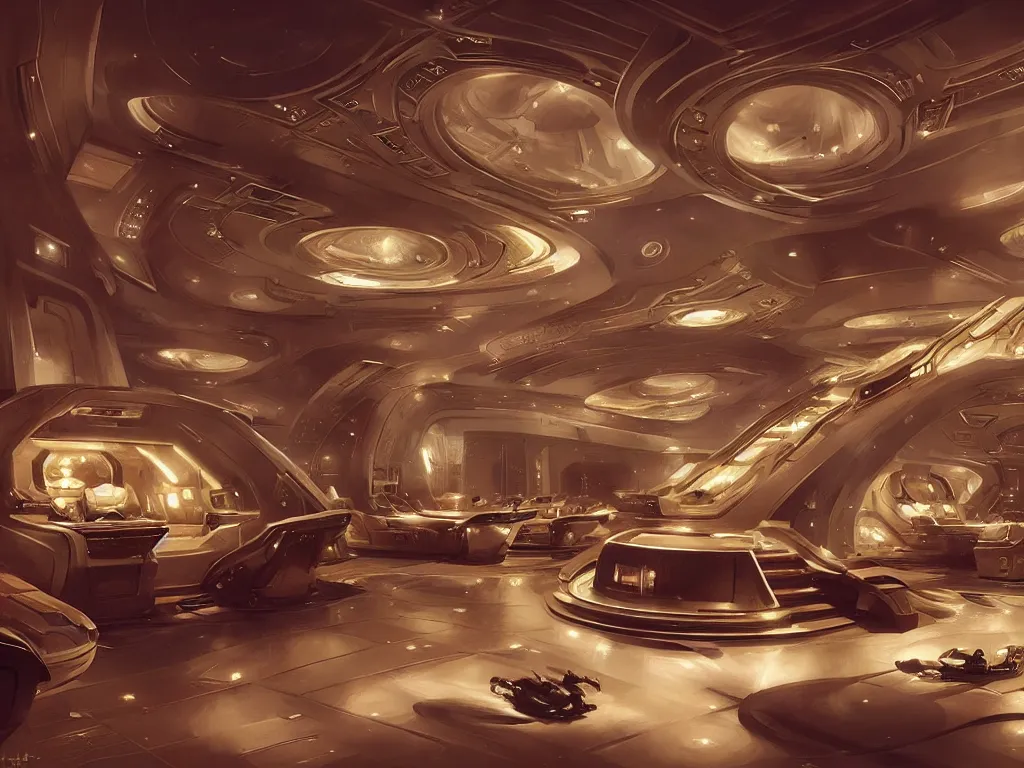 Image similar to a beautiful view of the elegant interior of an exclusive luxury starship hotel. art by alejandro burdisio and markus vogt and james paick, science fiction, interior design, set design, concept art, hyperrealism