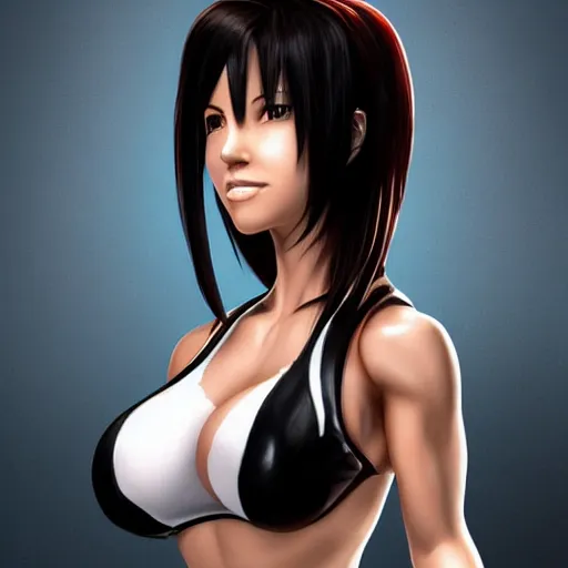 Prompt: head and body artwork of tifa lockhart, detailed, trending on artstartion