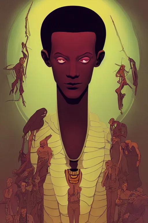 Image similar to poster artwork by michael whelan and tomer hanuka, a portrait of osiris, clean