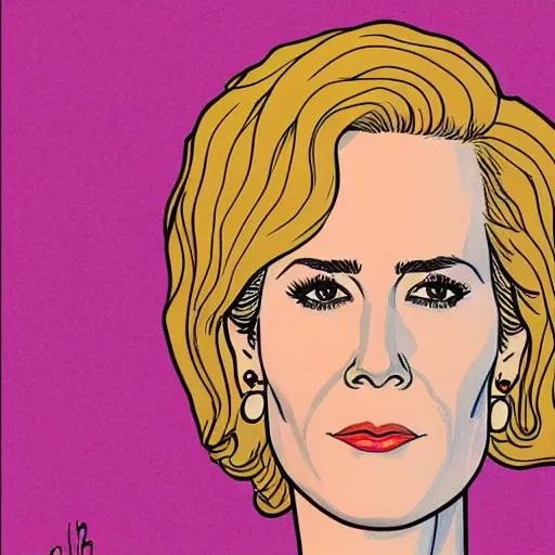 Prompt: sarah paulson retro minimalist portrait by jean giraud, moebius starwatcher comic, 8 k