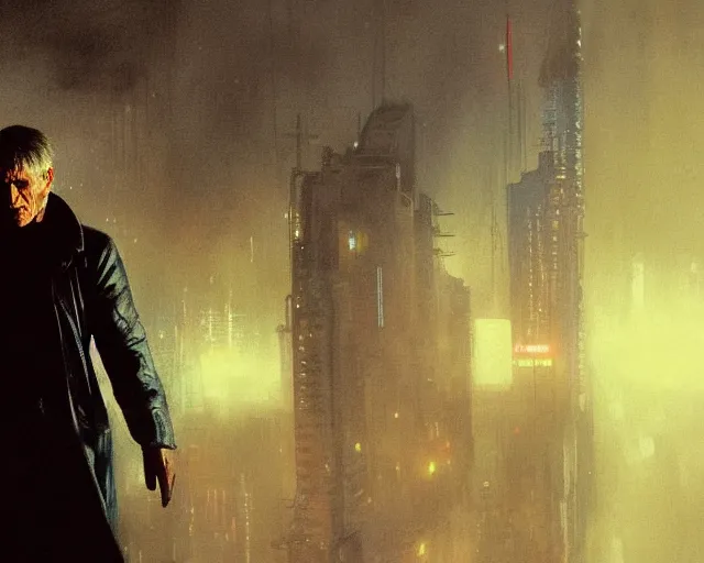 Image similar to 2 0 1 8 blade runner movie still young clint eastwood western look at the cityscape from roof perfect face fine realistic face pretty face reflective polymer suit tight neon puffy jacket blue futuristic sci - fi elegant by denis villeneuve tom anders zorn hans dragan bibin thoma greg rutkowski ismail inceoglu illustrated sand storm alphonse mucha