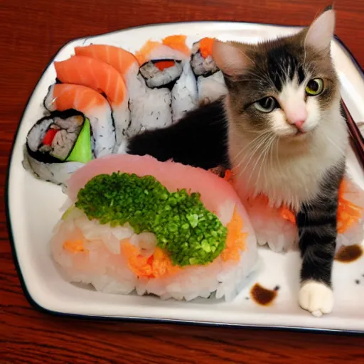 Prompt: cat is sushi