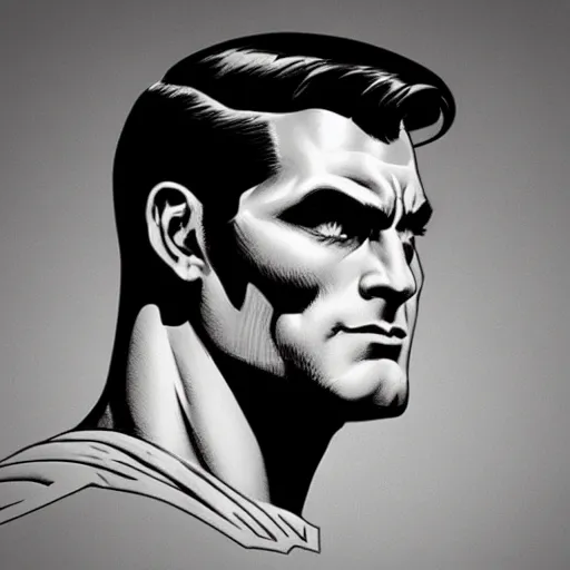 Image similar to an ultra - realistic head and shoulders portrait painting of superman in the style of frank frazetta. 4 k. ultra - realistic. highly detailed. dark fantasy. epic lighting.