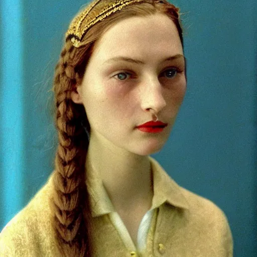 Image similar to a lot of patterns morphing in a beautiful girls face, film still by wes anderson, depicted by balthus, limited color palette, very intricate, art nouveau, highly detailed, lights by hopper, soft pastel colors, minimalist