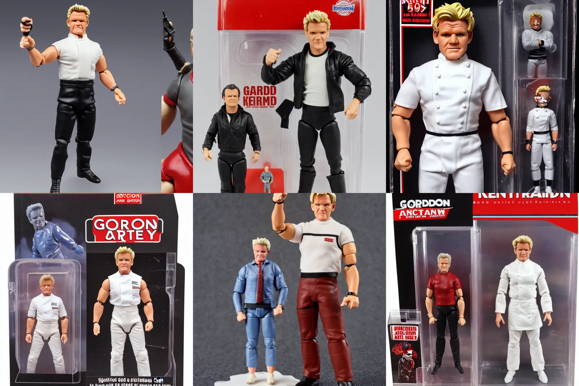 Prompt: Gordon Ramsay as a 1980's Kenner style action figure, 5 points of articulation, full body, 4k, highly detailed