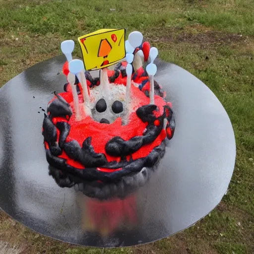 Image similar to disgruntled rain cloud extinguished wild cake fire