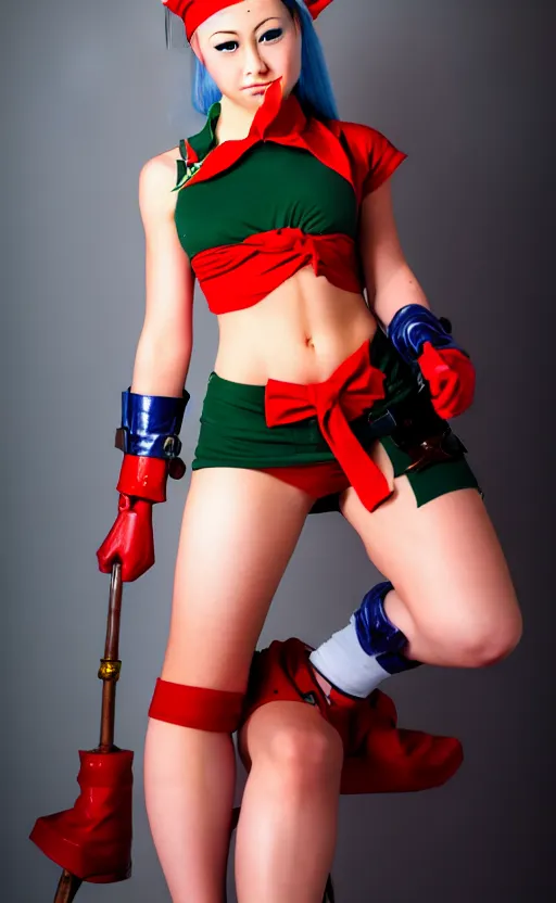 Image similar to cosplaying as cammy from street fighter, professional photo, trending on deviantart