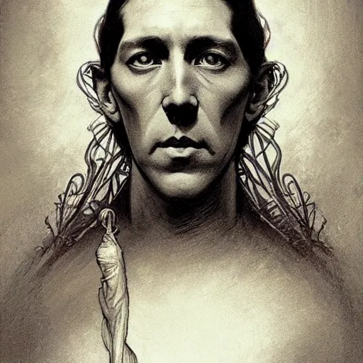 Prompt: amazing lifelike award winning pencil illustration of h. p. lovecraft trending on art station artgerm greg rutkowski alphonse mucha cinematic