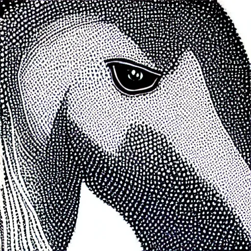 Prompt: horse, drawn with dots, art, minimalist, simple,