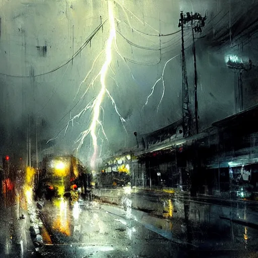 Prompt: lightning storm lightning all over the place bolts of lighting everywhere, realistic, ultrahd, jeremy mann painting