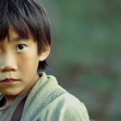 Prompt: cinematic still 6 year old asian boy luke skywalker