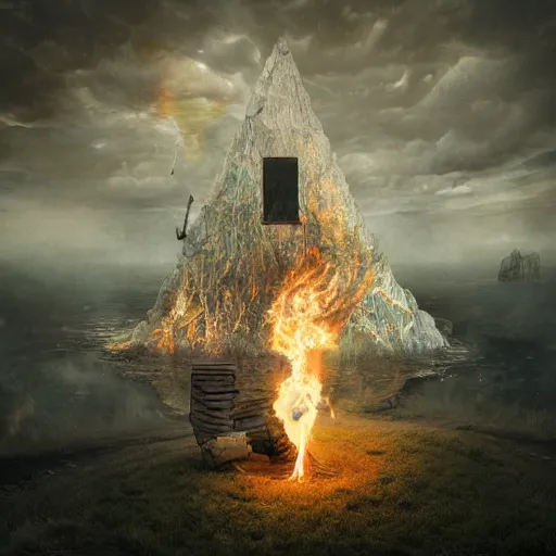 Image similar to Editorial Masterpiece extremely realistic Legendary elemental High Orders Nephilim Virtues figure infused with coalesced crystalline fire by Erik Johansson, perfect light